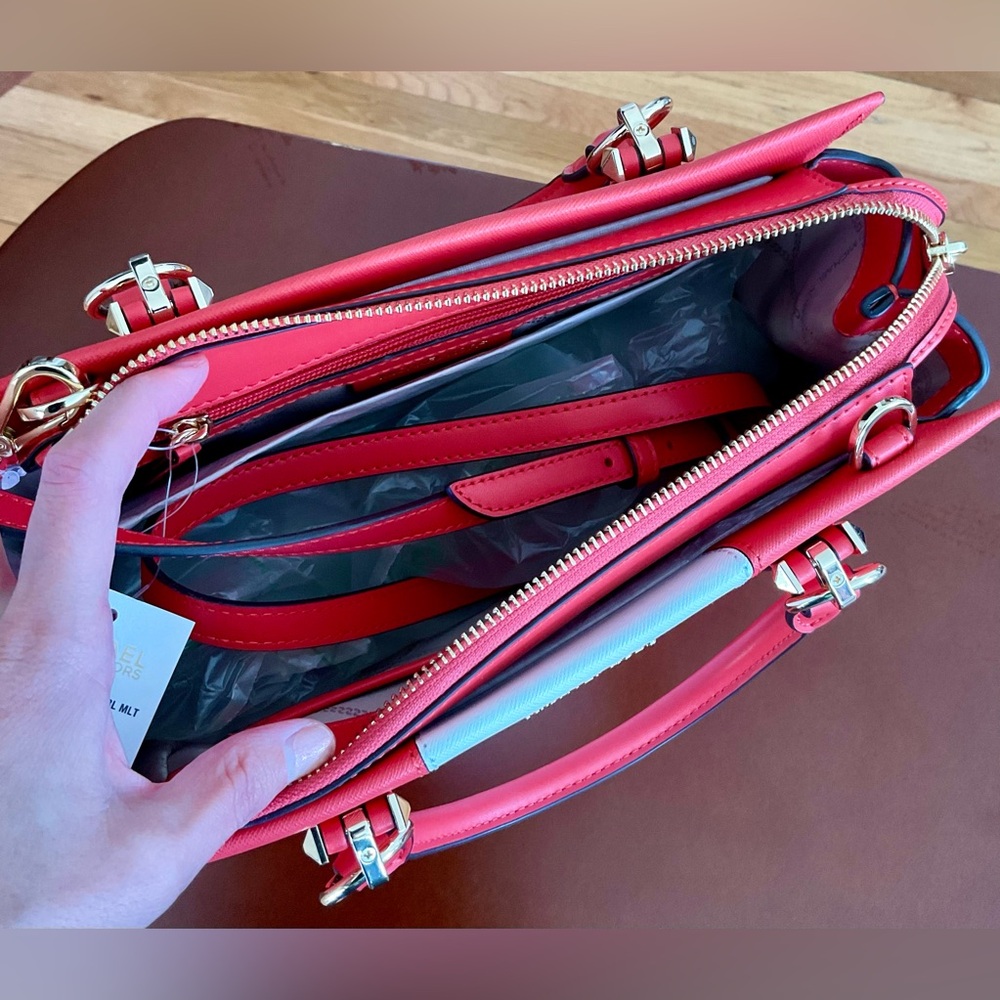 Michael Kors MARILYN MD Satchel Reddish/Orange and White - Picture 5 of 6